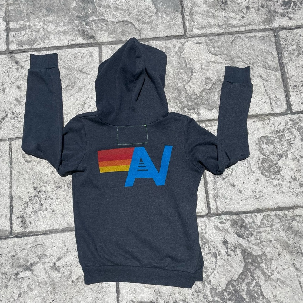 SOLD—Aviator Nation RARE Charcoal Heather Blue Zip Hoodie 14 Youth Women’s XS - Picture 10 of 11